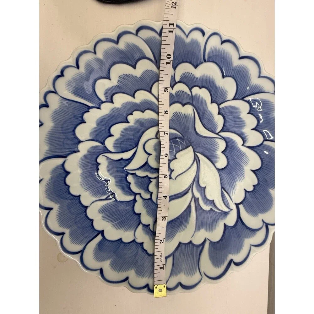 Hiroko Koshino Nikko Japan Blue White Peony Floral Porcelain
